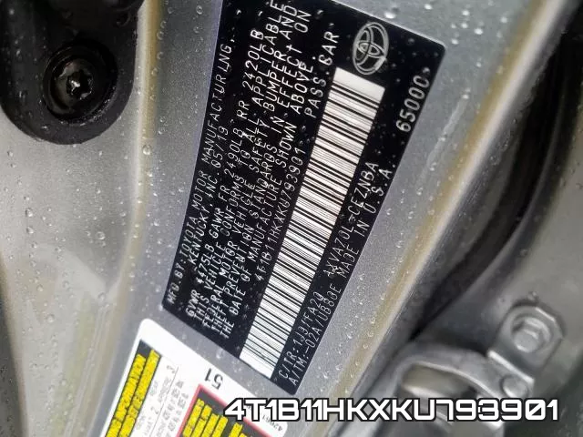 4T1B11HKXKU793901 фото 2