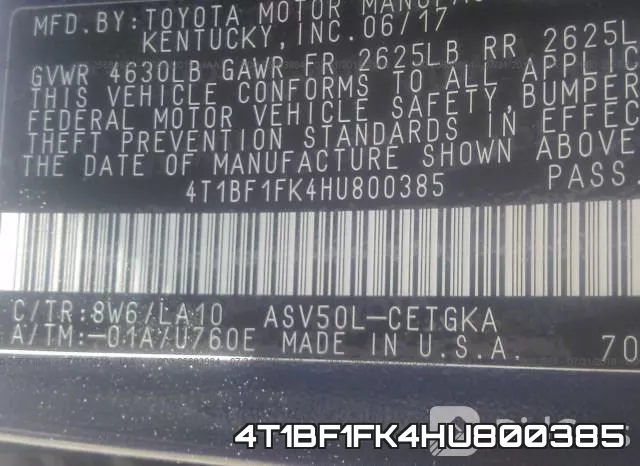 4T1BF1FK4HU800385 фото 10
