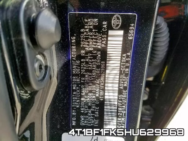 4T1BF1FK5HU629968 фото 2