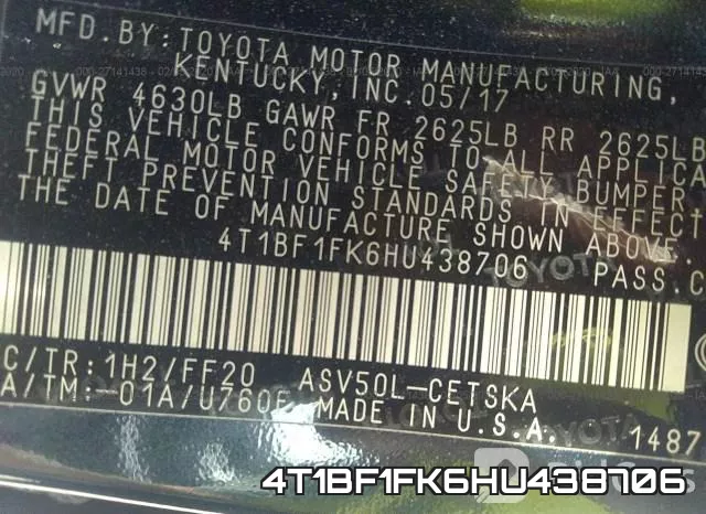4T1BF1FK6HU438706 фото 10