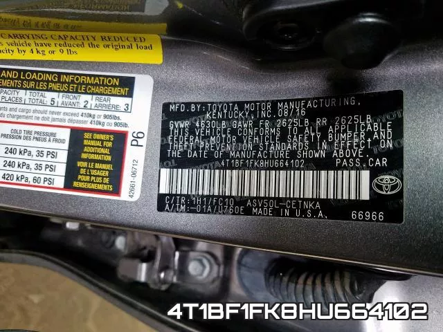4T1BF1FK8HU664102 фото 2