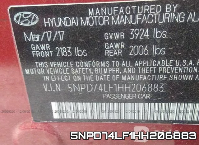 5NPD74LF1HH206883 фото 10