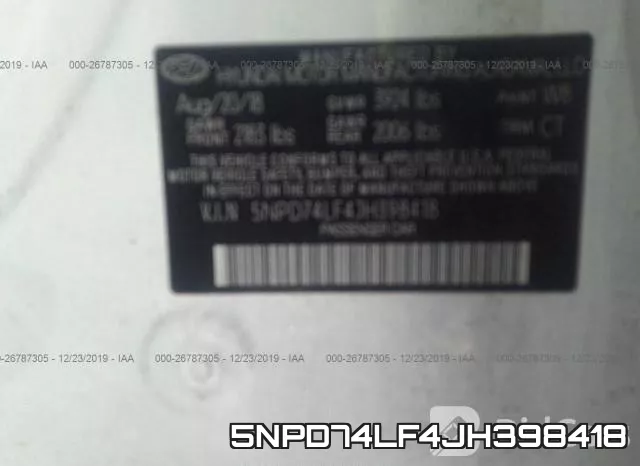 5NPD74LF4JH398418 фото 10
