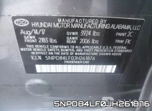 5NPD84LF0JH261876 фото 10