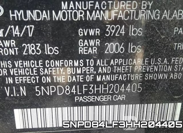 5NPD84LF3HH204405 фото 10