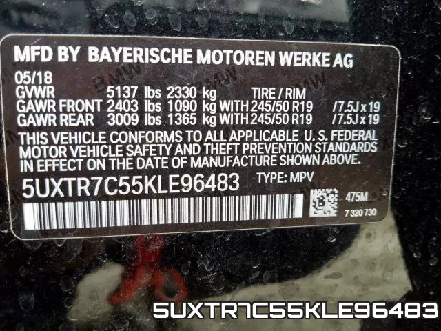 5UXTR7C55KLE96483 фото 2