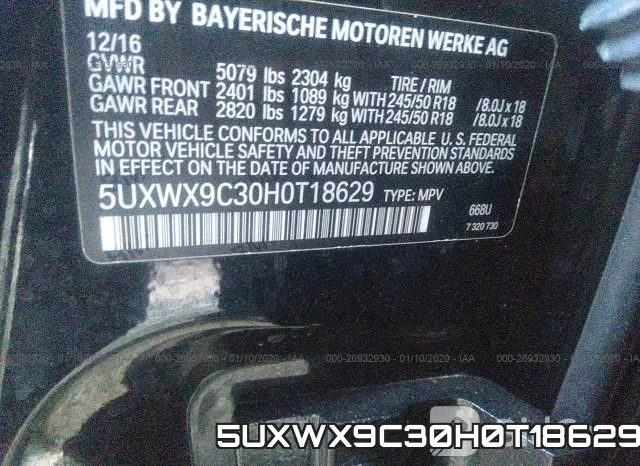 5UXWX9C30H0T18629 фото 10