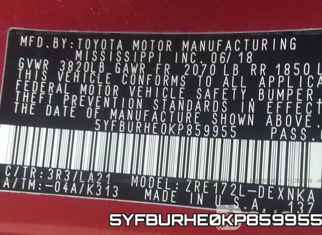 5YFBURHE0KP859955 фото 9