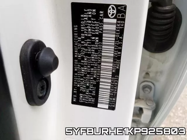 5YFBURHE1KP925803 фото 2