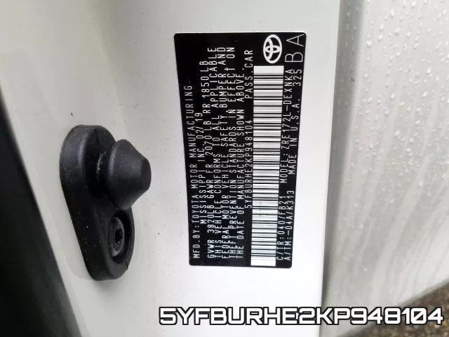 5YFBURHE2KP948104 фото 2