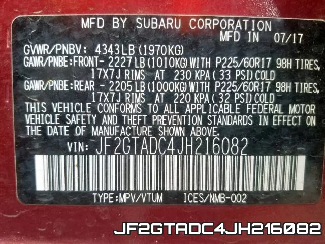 JF2GTADC4JH216082 фото 2