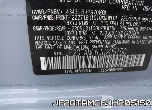 JF2GTAMC6JH205150 фото 10