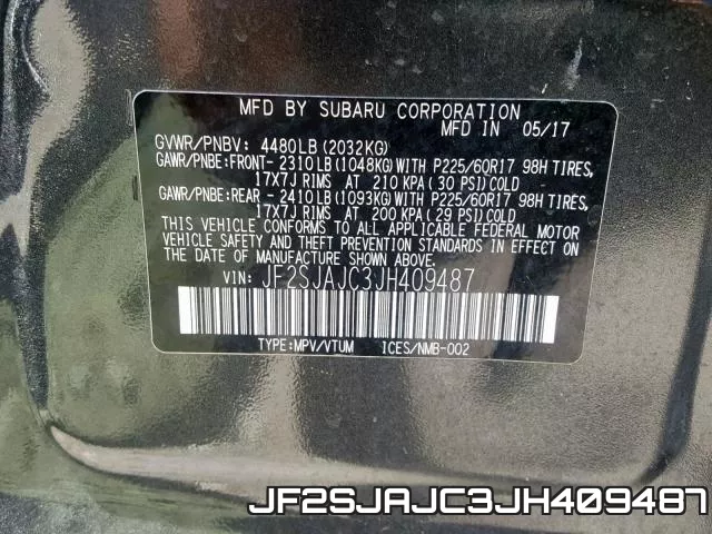 JF2SJAJC3JH409487 фото 2