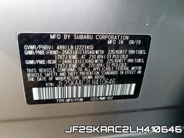 JF2SKAAC2LH410646 фото 2