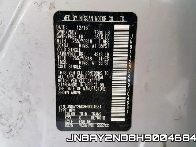 JN8AY2ND8H9004684 фото 2