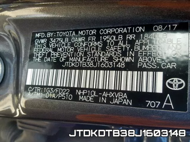 JTDKDTB38J1603148 фото 2