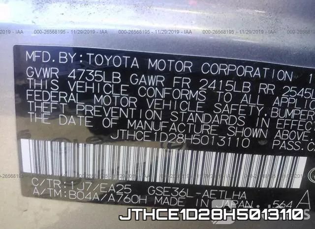 JTHCE1D28H5013110 фото 10