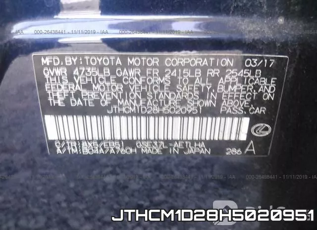 JTHCM1D28H5020951 фото 10
