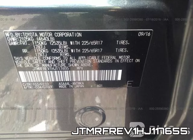 JTMRFREV1HJ117655 фото 10