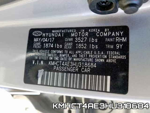 KMHCT4AE3HU318684 фото 2