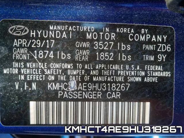 KMHCT4AE9HU318267 фото 2