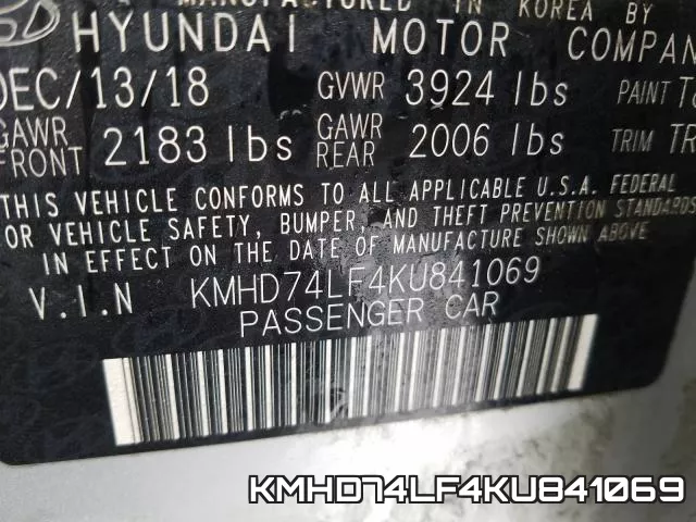 KMHD74LF4KU841069 фото 2