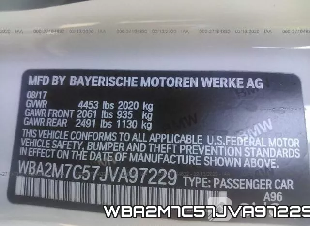 WBA2M7C57JVA97229 фото 10