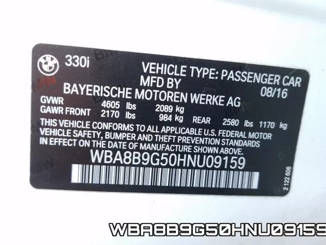 WBA8B9G50HNU09159 фото 2