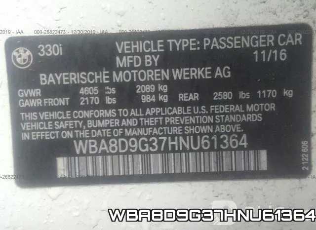 WBA8D9G37HNU61364 фото 10