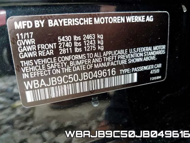 WBAJB9C50JB049616 фото 2