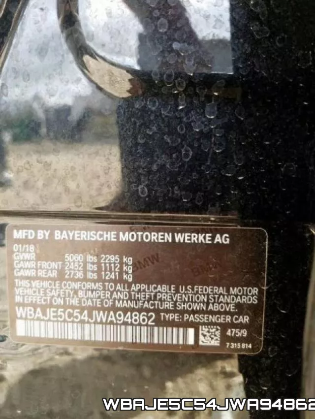 WBAJE5C54JWA94862 фото 2