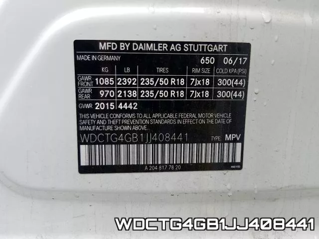 WDCTG4GB1JJ408441 фото 2