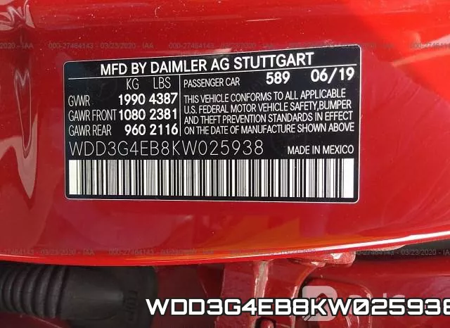 WDD3G4EB8KW025938 фото 10