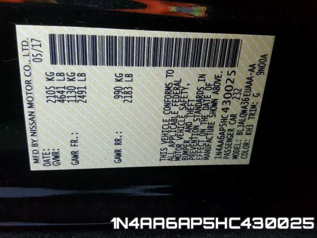 1N4AA6AP5HC430025 фото 2