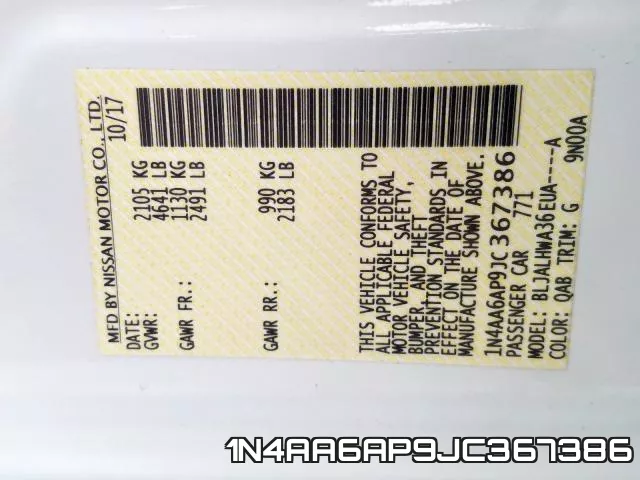 1N4AA6AP9JC367386 фото 2