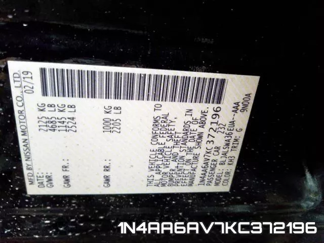 1N4AA6AV7KC372196 фото 2