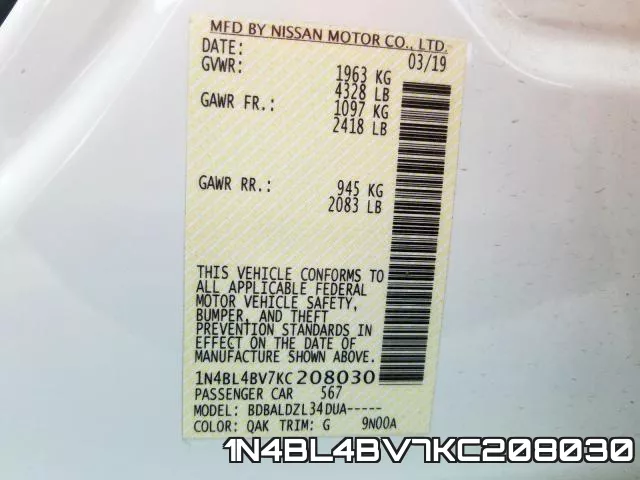1N4BL4BV7KC208030 фото 2