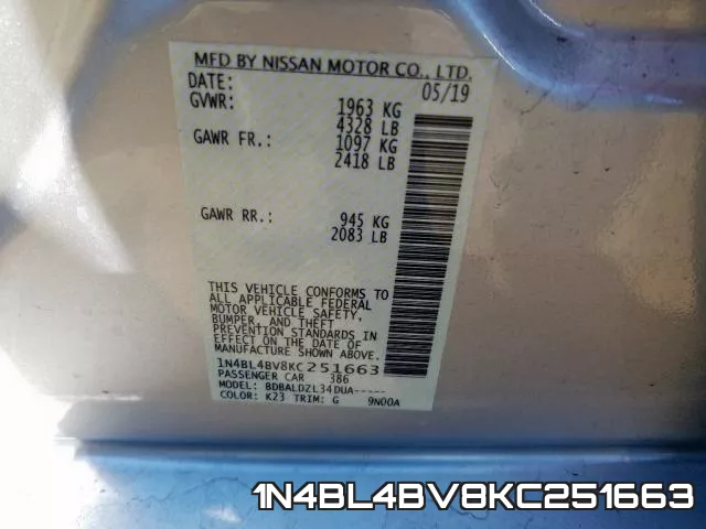 1N4BL4BV8KC251663 фото 2
