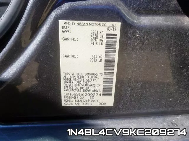 1N4BL4CV9KC209274 фото 2