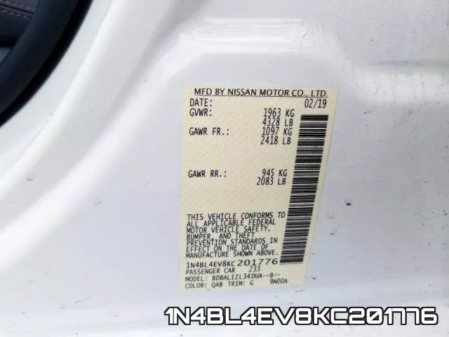 1N4BL4EV8KC201776 фото 2