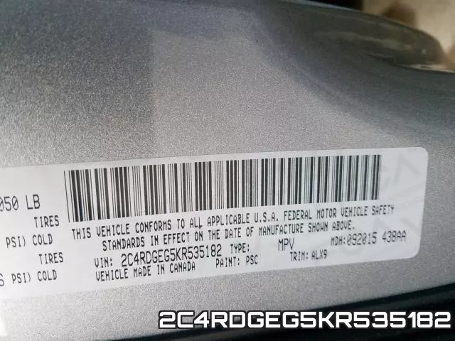 2C4RDGEG5KR535182 фото 2