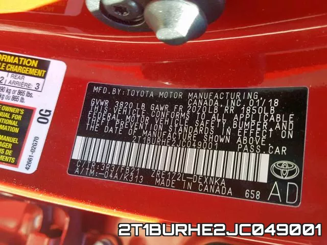 2T1BURHE2JC049001 фото 2