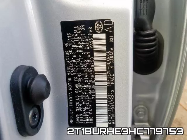 2T1BURHE3HC779753 фото 2