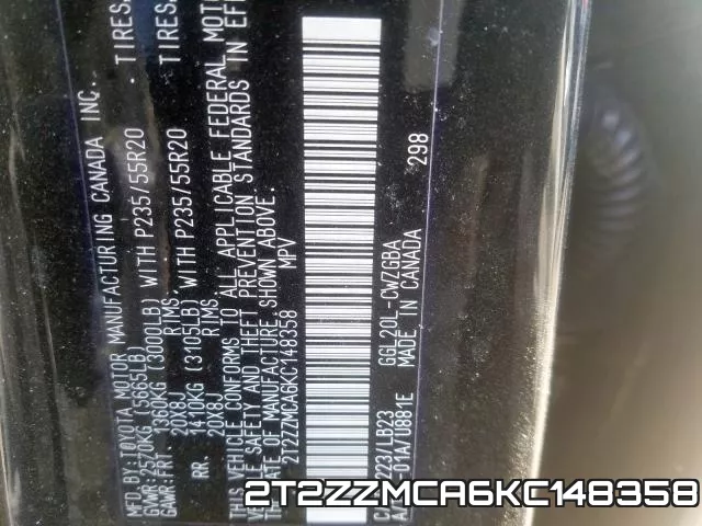 2T2ZZMCA6KC148358 фото 2