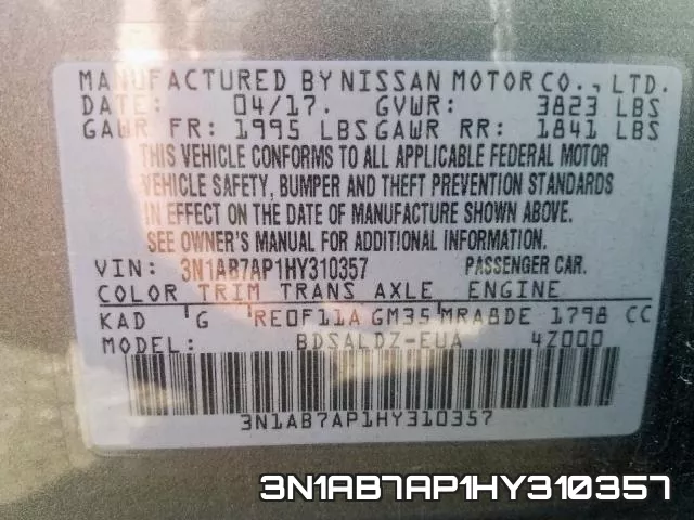 3N1AB7AP1HY310357 фото 2