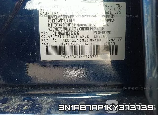 3N1AB7AP1KY373739 фото 10