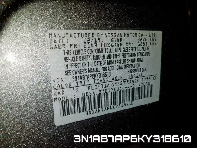 3N1AB7AP6KY318610 фото 2