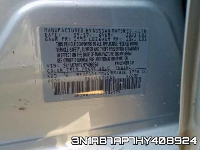 3N1AB7AP7HY408924 фото 2