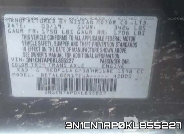 3N1CN7AP0KL855227 фото 10