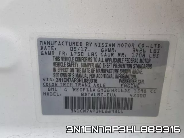 3N1CN7AP3HL889316 фото 2